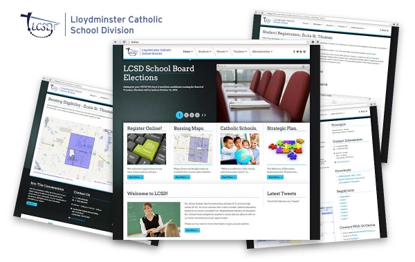 Lloydminster catholic division school website landing page layout and design