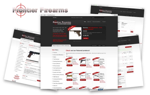 Frontier Firearms website layout and design